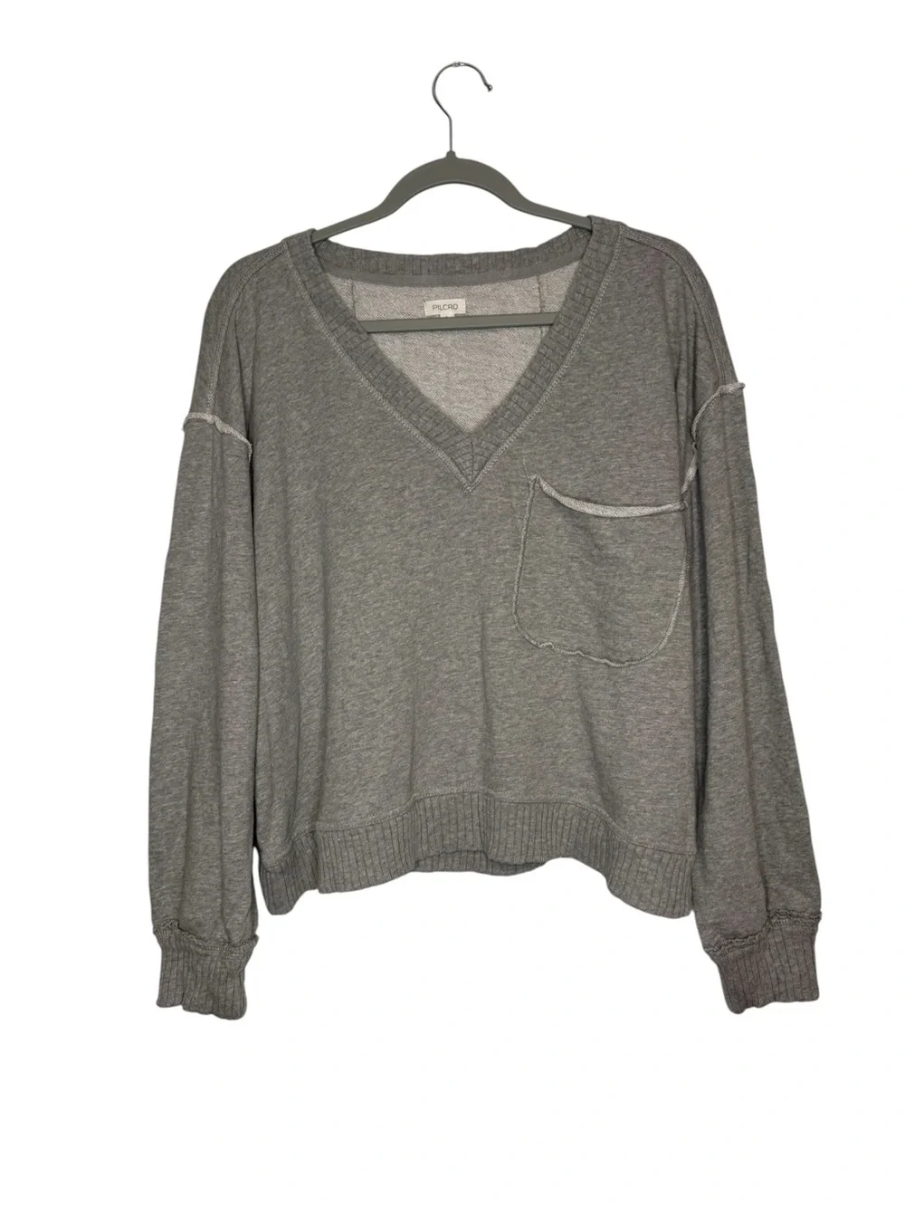 Pilcro Anthropologie Montana Pocket Knit Top Gray Size Medium